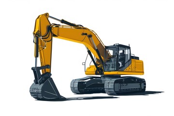 Crawler Excavator loader model on white background
