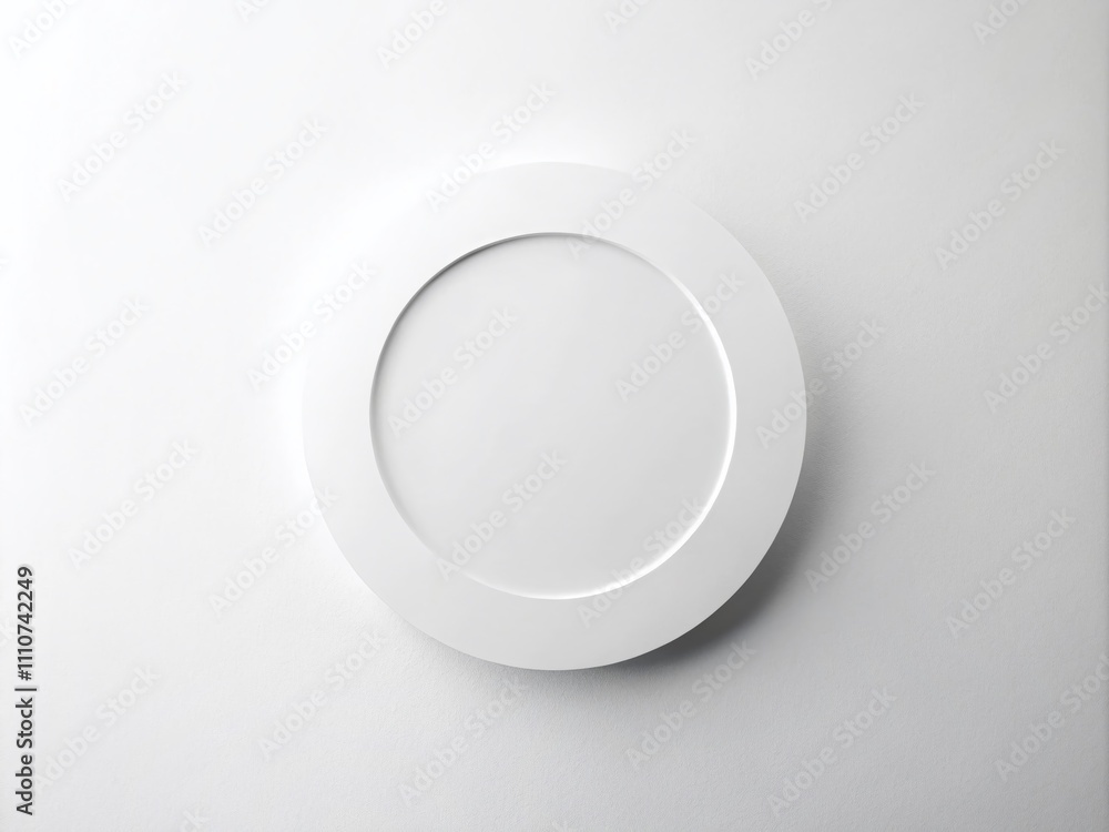 Aufkleber minimalist abstract design featuring an embossed circle on a white background with playful light and