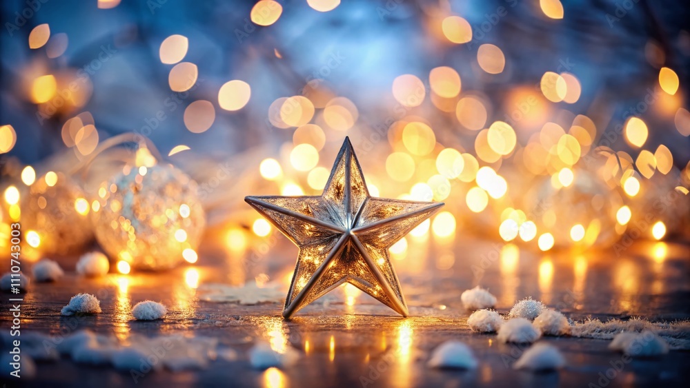 Poster minimalist christmas star lights in a dreamy abstract setting with soft focus and defocused elements
