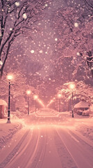 winter sunset in the village