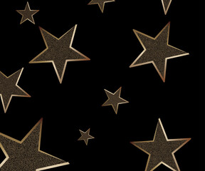 Golden stars creating a festive atmosphere on black background