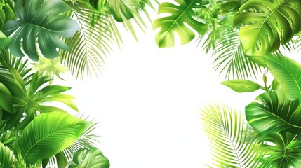 Tropical Leaves Frame - Lush Green Foliage Background