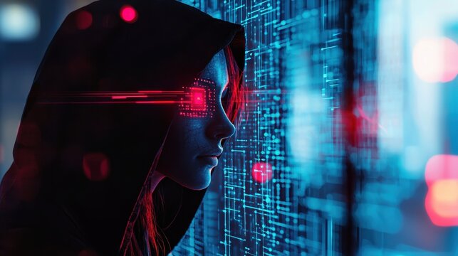 Futuristic Cybersecurity Concept Featuring Digital Networks and Virtual Protection Imagery
