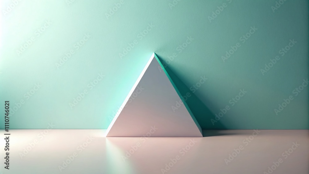 Poster minimalist triangular composition in soft pastel colors: a serene exploration of shapes and lines in