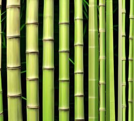 Obraz premium background collage of green bamboo fence surface texture. Background for banner, backdrop or texture mapping.generative ai