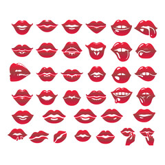 Creating a silhouette of just lips icons set on white background