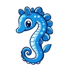 Obraz premium Adorable cartoon seahorse illustration.