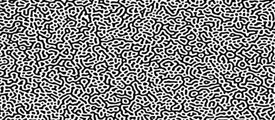 Abstract truing organic wallpaper Turing reaction diffusion monochrome seamless pattern with chaotic motion. Seamless monochrome pattern