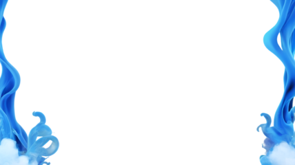 A blue smoke frame accentuating event details, perfect for an artsy or unconventional wedding or party invitation, with a transparent PNG background.