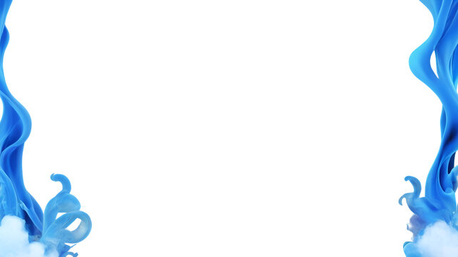 A blue smoke frame accentuating event details, perfect for an artsy or unconventional wedding or party invitation, with a transparent PNG background.