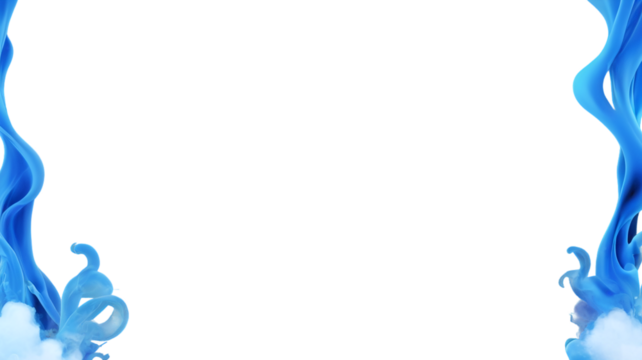 A blue smoke frame accentuating event details, perfect for an artsy or unconventional wedding or party invitation, with a transparent PNG background.