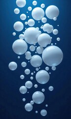 White bubbles suspended in a dark blue background, shape, desolation, void