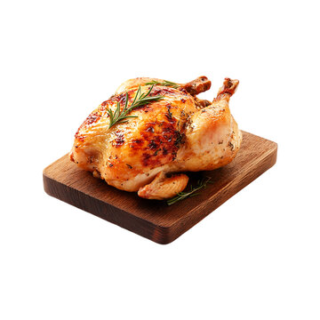 Roasted Chicken isolated on a transparent background. Grilled Chicken