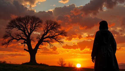 Fototapeta premium Celebrating Dia de los Reyes at Sunset Under a Majestic Tree