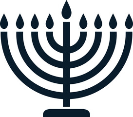 Hanukkah menorah icon. Hanukkiah. Flat style minimalist element. Simple vector illustration