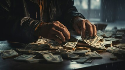 A photo of a person counting money.