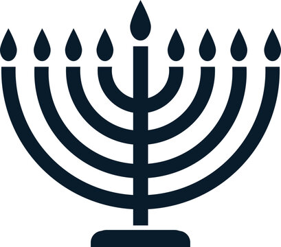 Hanukkah menorah icon. Hanukkiah. Flat style minimalist element. Simple vector illustration