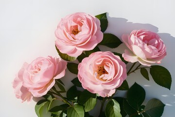 Fototapeta premium Pink roses isolated on white background. 