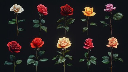 Collection of Roses: Red, Yellow, Pink, and White