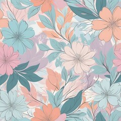 Pastel Abstract Floral seamless pattern design for fashion textiles, graphics, backgrounds and crafts