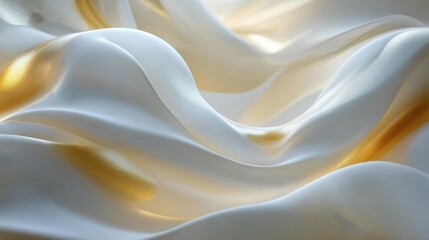 Obraz premium White Silk Fabric With Golden Accents: Abstract Texture