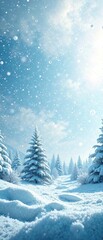 Obraz premium Winter scene with snowflakes gently falling from the sky, creating a serene atmosphere, winter wonderland, serene