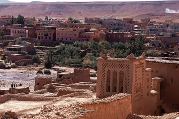 old sand fortifications in the old ancient city of Ben Hadou