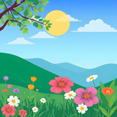Fototapeta premium Vector summer nature background