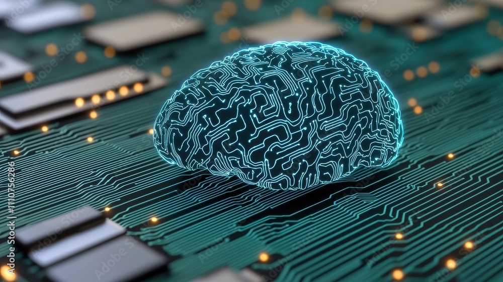 Aufkleber futuristic concept of artificial intelligence with circuit board background