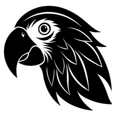 African Grey Parrot head silhouette vector art on a whit background 