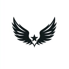 Obraz premium Here's a suggested and keyword list for your stock photo.. Black wings and star emblem.