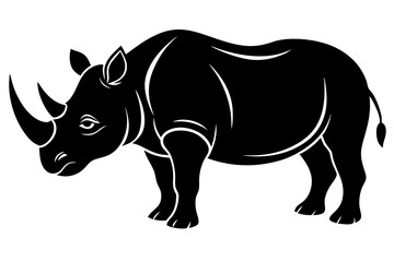 Rhino silhouette vector art on a whit background 