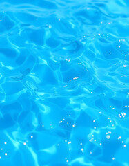 Blue water with ripples on the surface. Defocus blurred transparent blue colored clear calm water surface texture with splashes and bubbles. Water waves with shining pattern texture background, pixe