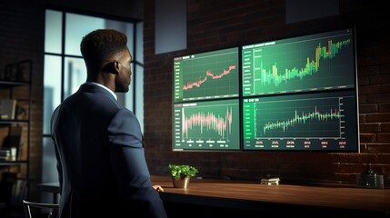 Fototapeta premium A photo of a person reviewing financial charts.