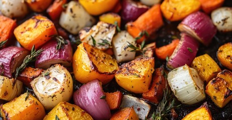Oven Roasted Vegetables. AI generated illustration.