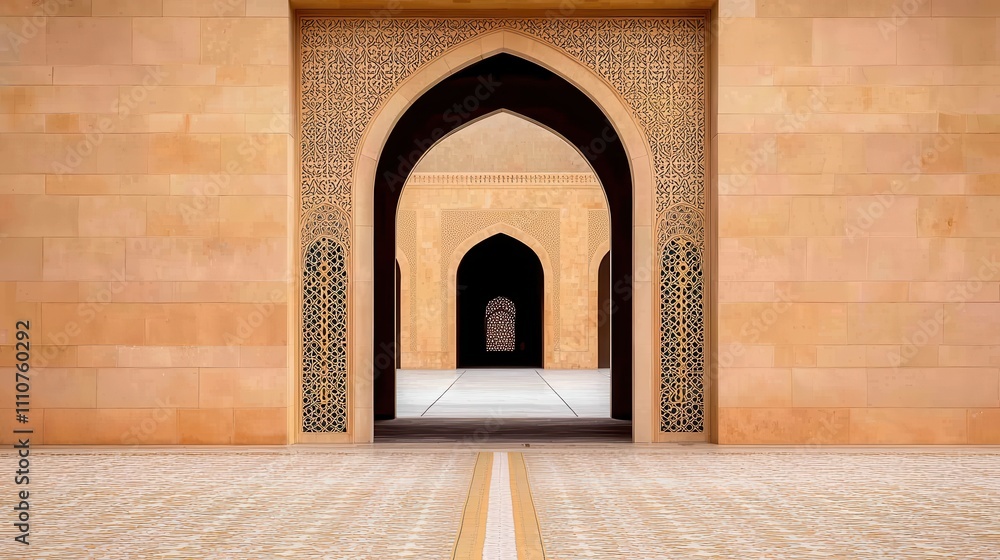 Poster elegant arches and intricate patterns in a serene architectural space