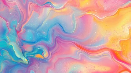 Background with pastel rainbow watercolor and holographic background