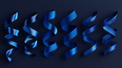 Abstract Blue Ribbon Swirls on a Dark Background