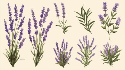 Lavender Flowers: Botanical Illustration of Purple Flowers
