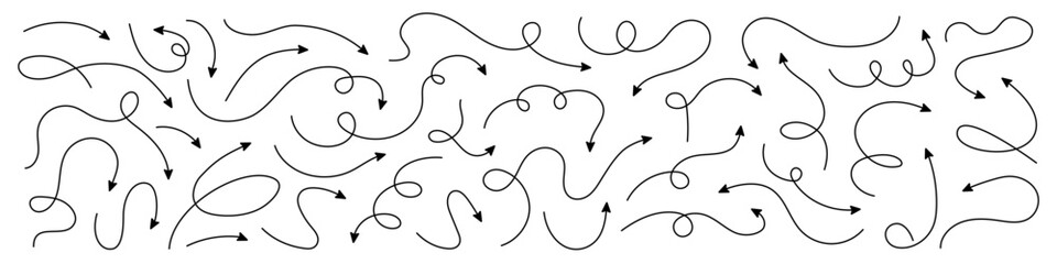 Collection of doodle line arrows icons