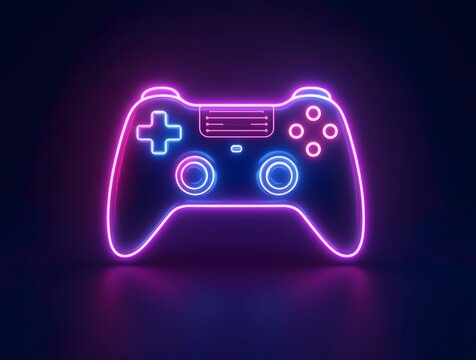 Neon Glowing Gamepad: A vibrant digital art piece showcasing a glowing game controller, symbolizing gaming, technology, and entertainment.