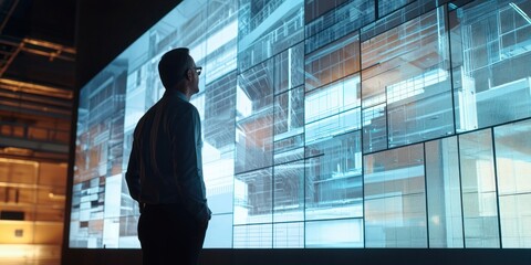 Fototapeta premium A digital presentation of an architect project, showcasing the timeline and milestones on a screen