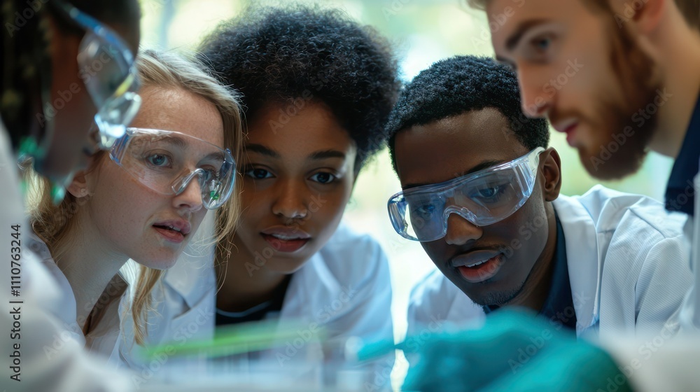 Aufkleber a diverse group of scientists collaborating on laboratory science projects