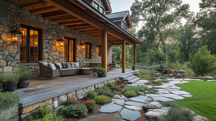 Rustic Charm Porch of a Modern Farmhouse