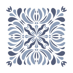 Blue floral ornament ethnic geometric square motif elements. Mandala flower motif pattern vector illustration hand drawn design clip art png.