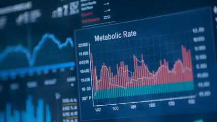 Metabolic rate graph showing individual's energy expenditure over time, essential for understanding health and fitness trends.