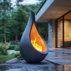 Modern Fire Pit Design: Teardrop Shaped Fire Pit for Outdoor Living