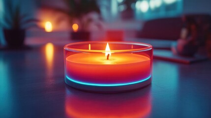 Candlelight Glow in Dark Room with Blue and Orange Lighting