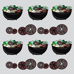 Pork hot pot with mixed vegetables and mushroom soup looks delicious