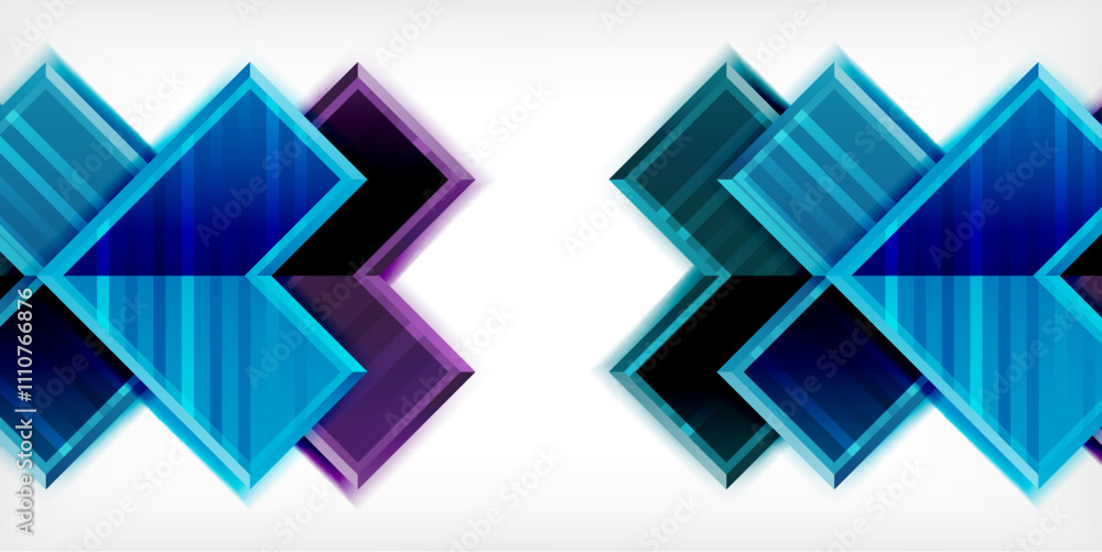 Poster Arrow symbols created with 3d effects and line texture geometric abstract background
